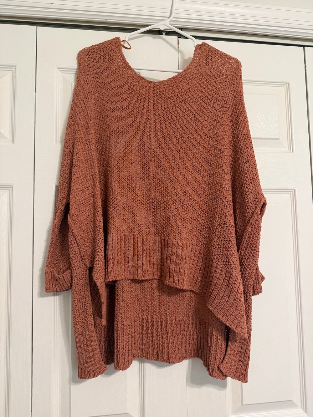Wishlist Off-the-Shoulder Chunky Knit Sweater in Terracotta